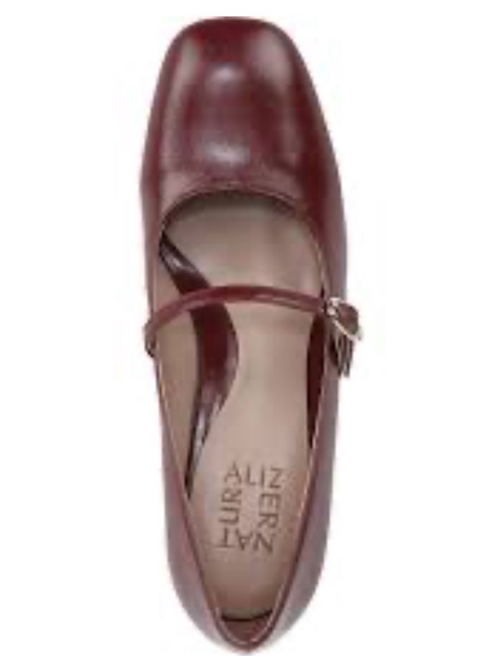 Naturalizer Women's Burgundy Leather Mary Jane Flats with Button Strap